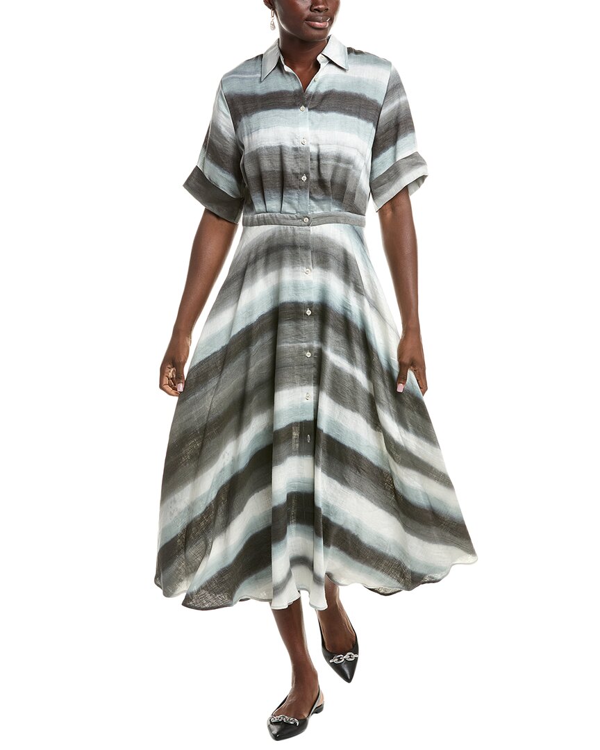 Officine Generale Nadia Linen-blend Shirtdress In Multi