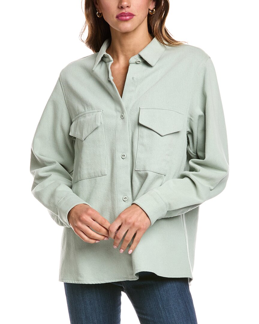 Officine Generale Bonnia Wool-blend Overshirt In Green