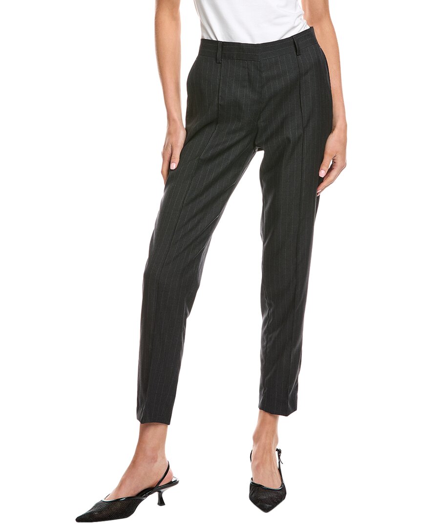 Officine Generale Roxane Pinstripe Wool Pant In Gray