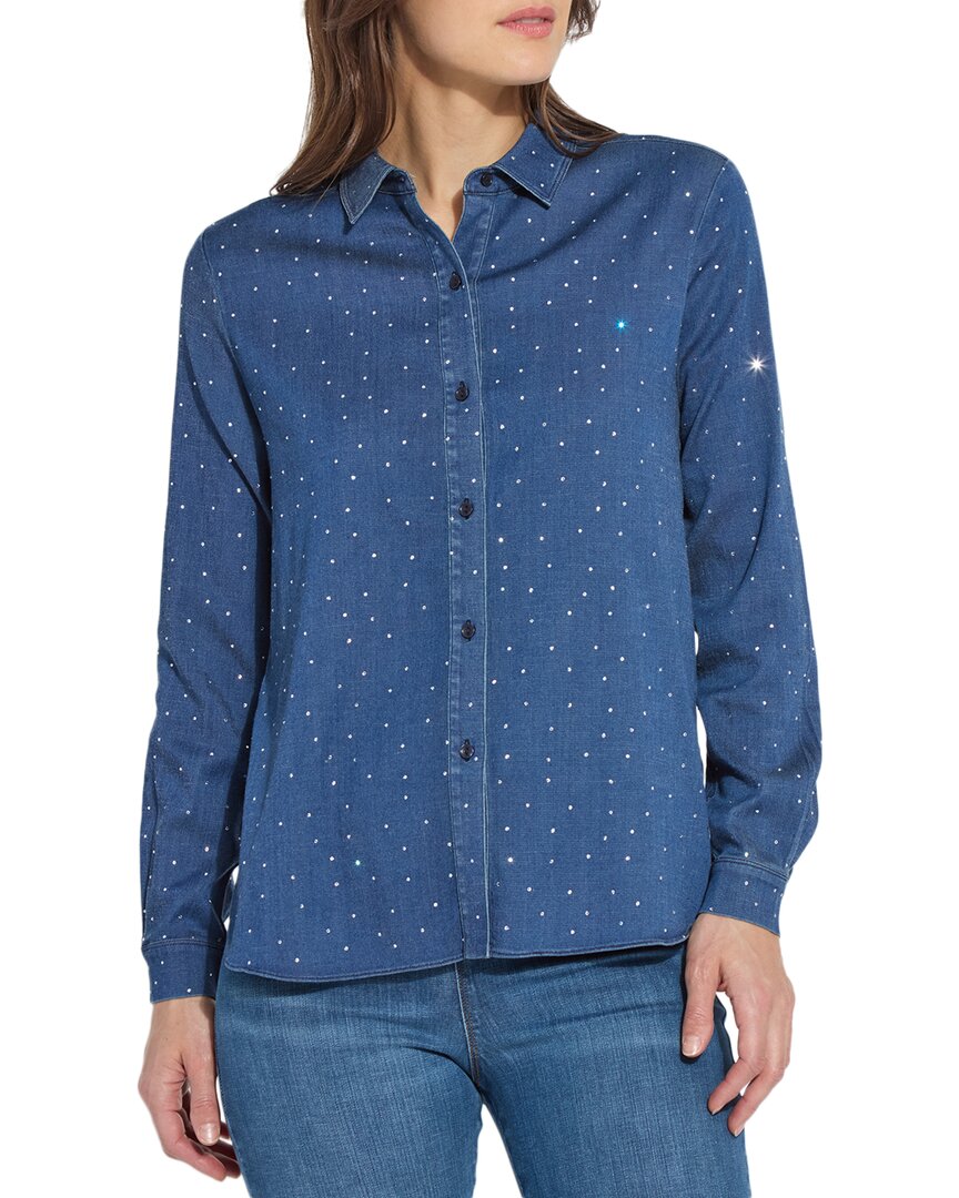 Lyssé New York Lysse New York Cataleya Crystal St Chambray Shirt Curvy In Blue