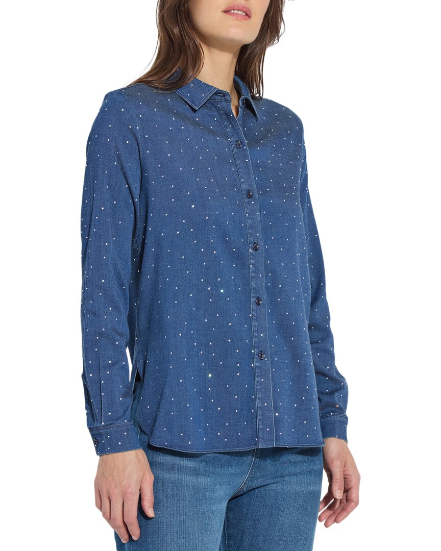 Lyssé New York Lysse New York Cataleya Crystal St Chambray Shirt Curvy In Blue