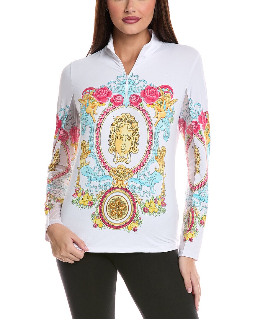 Ibkul Lala Long Sleeve Mock Neck Top In White