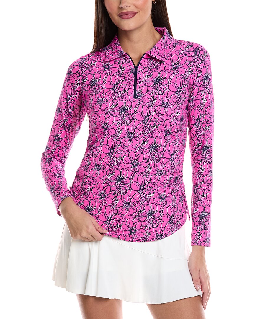 Ibkul Diana Long Sleeve Polo Shirt In Pink