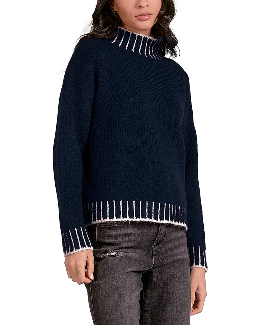 Elan Mock Neck Sweater In Blue