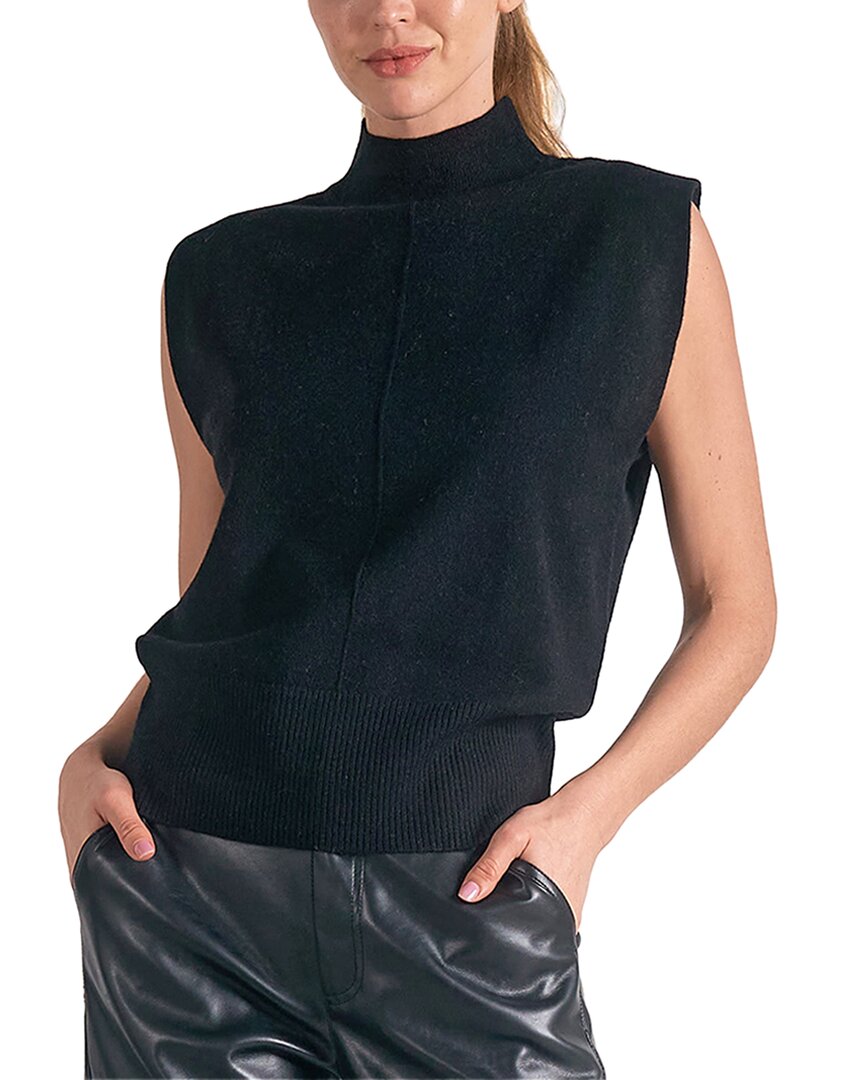 Elan Chelcie Sleeveless Sweater In Black In Black