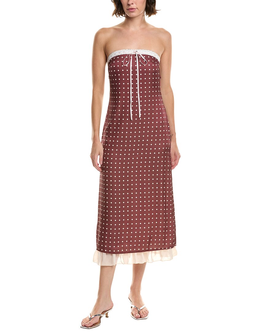 Rouge &  Printed Midi Dress In Brown