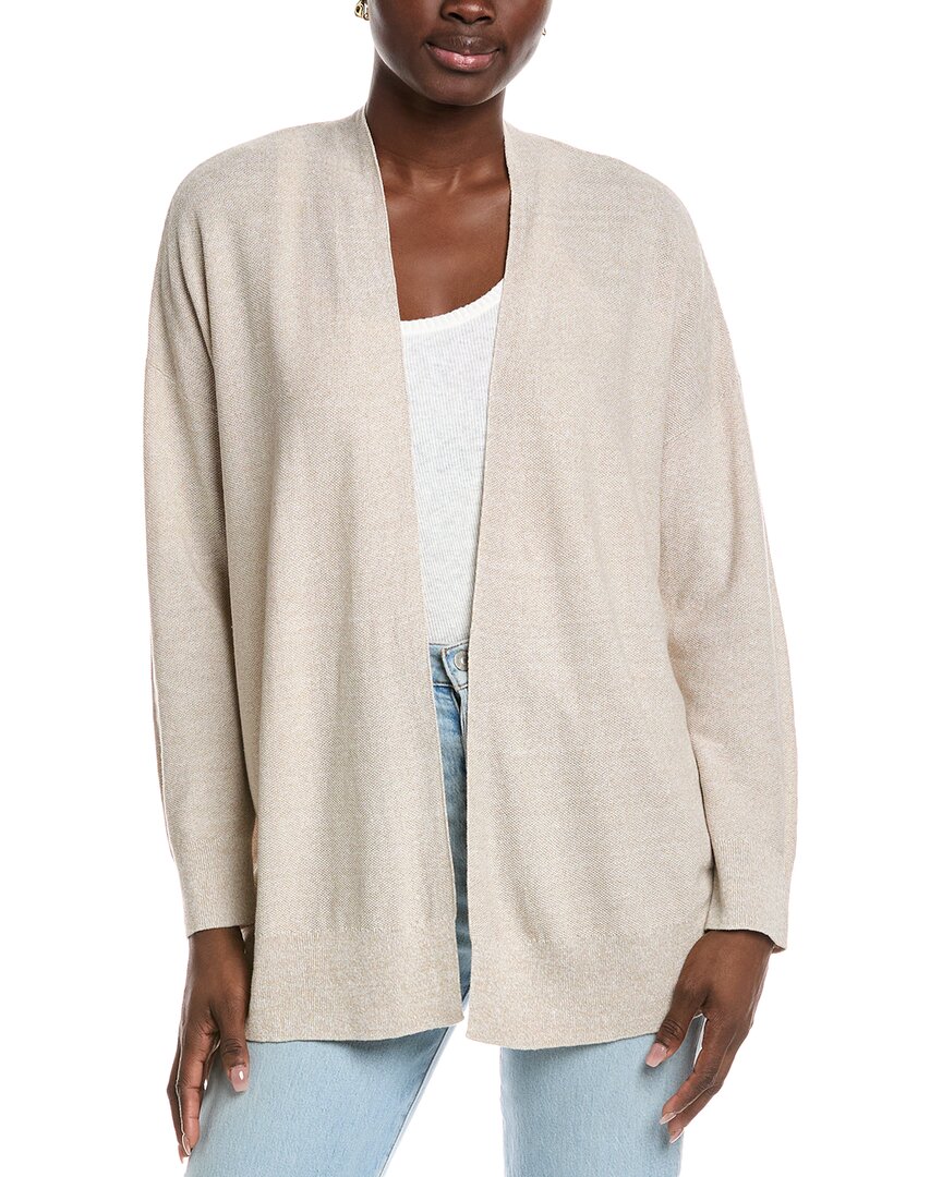 Eileen Fisher Long Linen-blend Cardigan In Neutral