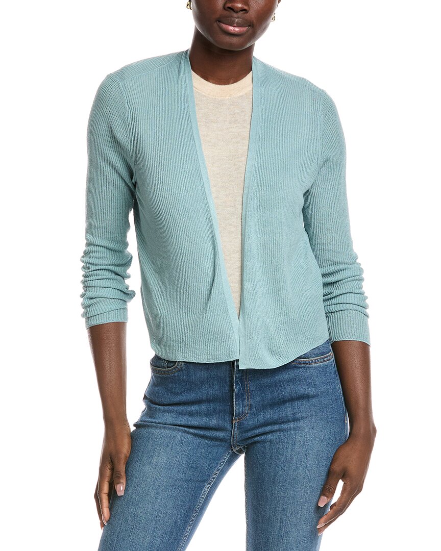Eileen Fisher Linen-blend Cardigan In Blue