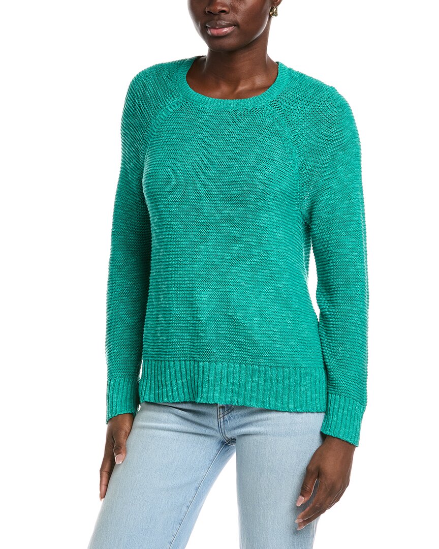 Eileen Fisher Raglan Sleeve Linen-blend Sweater In Green