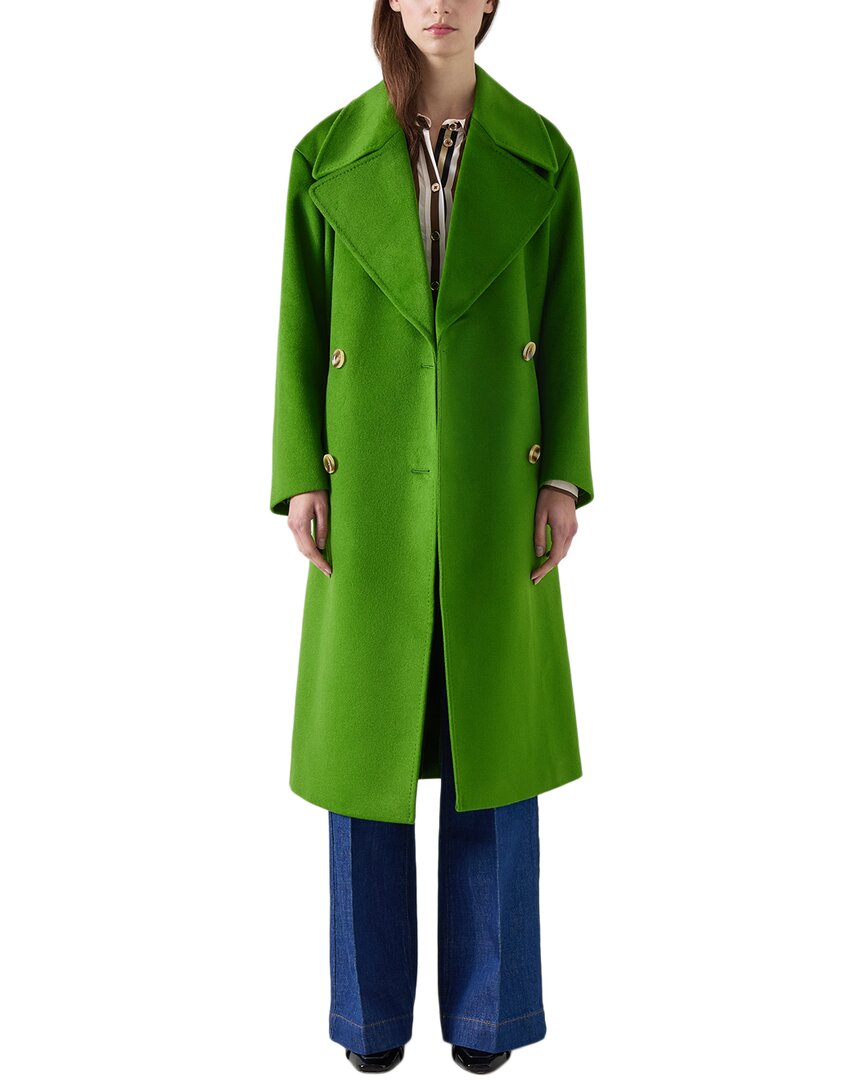 Lk Bennett Amor Wool Coat In Green