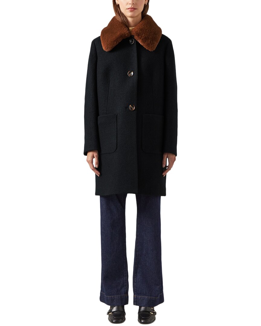 Lk Bennett Aster Wool Coat In Black