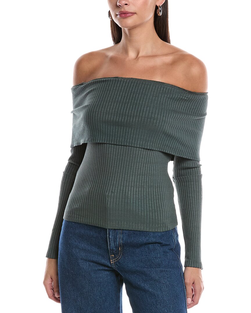 Lamade Kayla Off Shoulder Long Sleeve Top In Gray