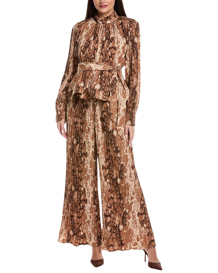 Beulah 2pc Top & Pant Set In Brown