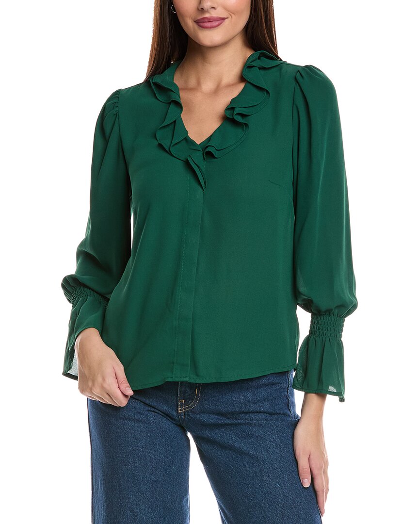 Cece V-neck Blouse In Burgundy
