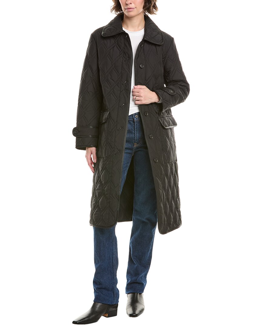 Jane Post Quilted Overcoat In Black