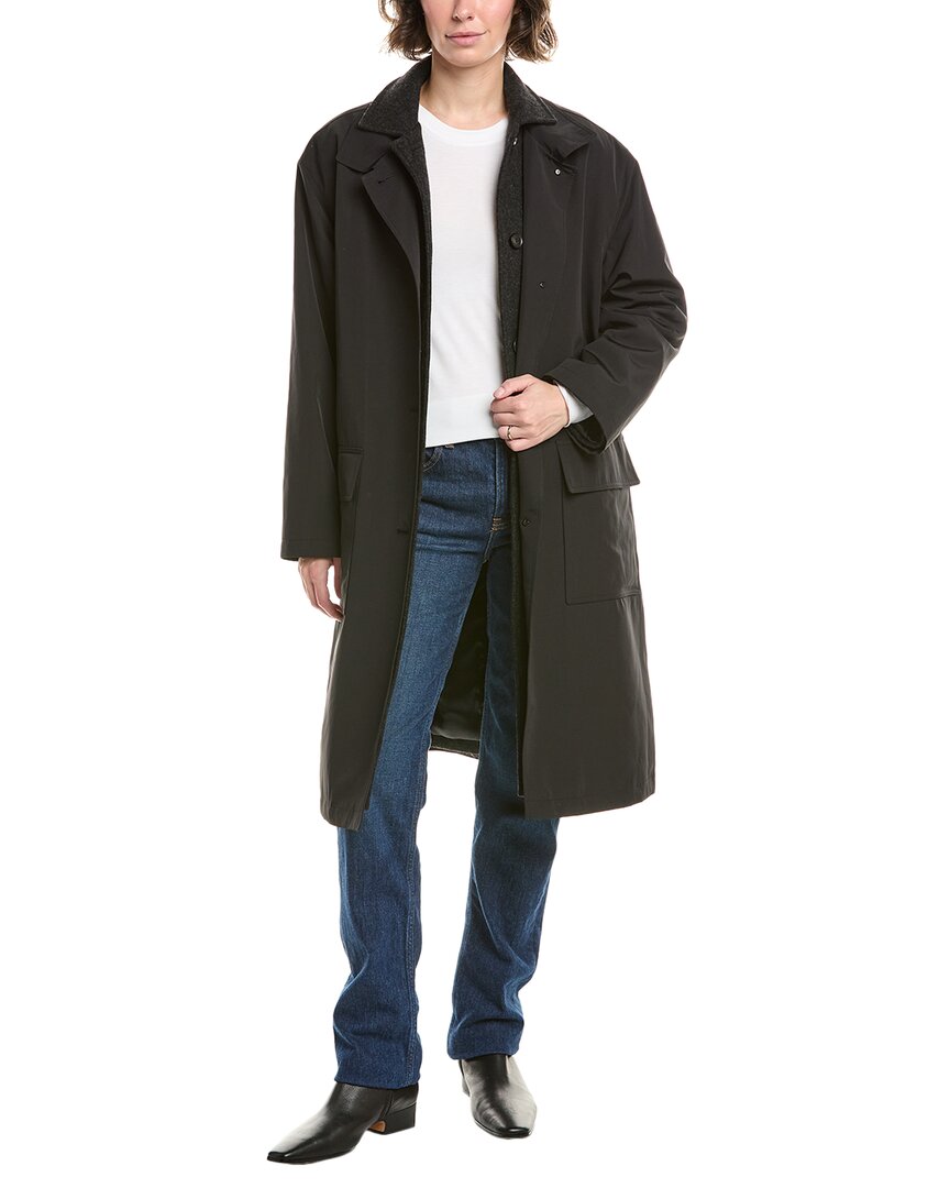 Jane Post 3-in-1 Wool Trench Coat In Black