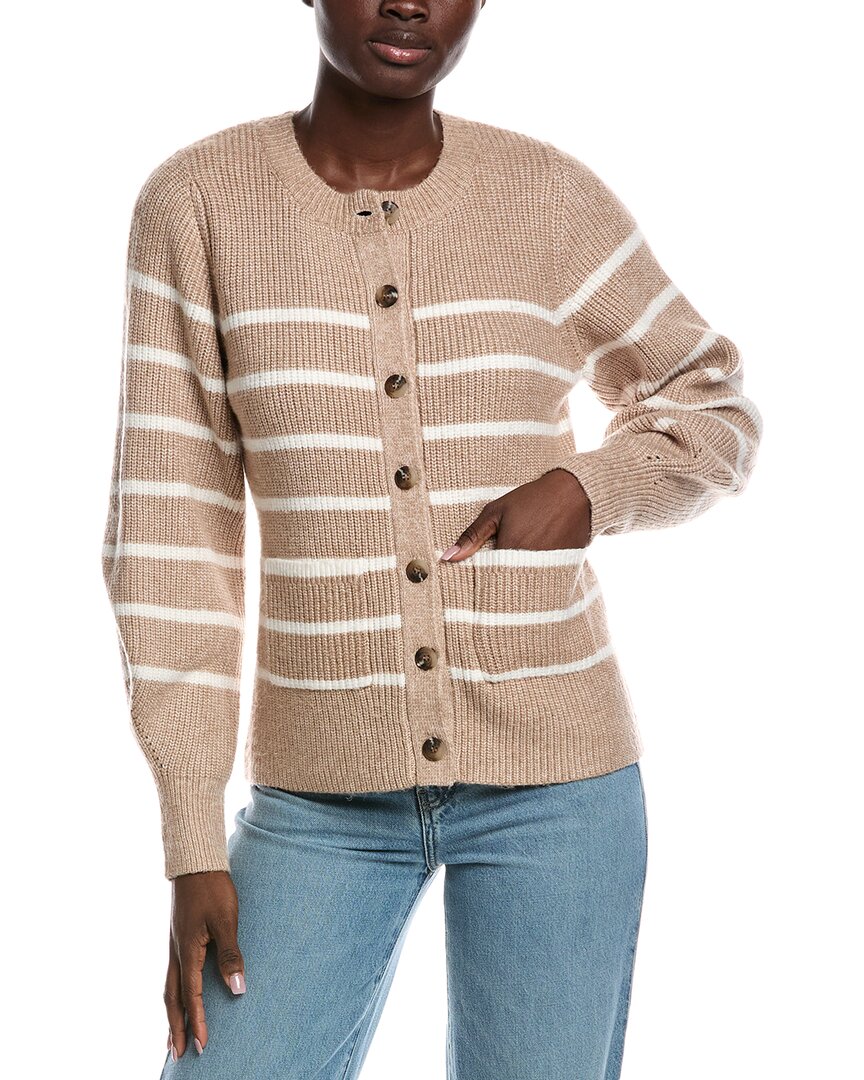 525 America Josie Structured Stripe Cardigan In Brown