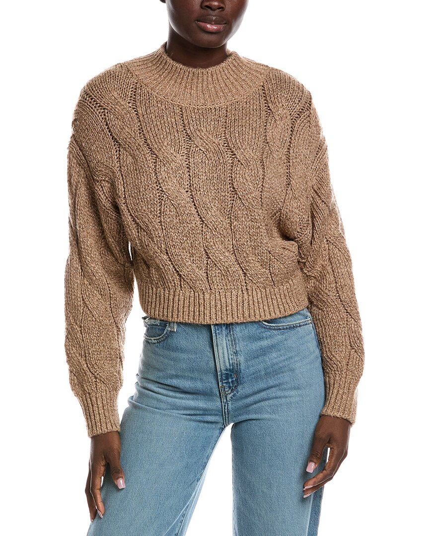 525 America Lola Lurex Cable Cropped Pullover In Brown