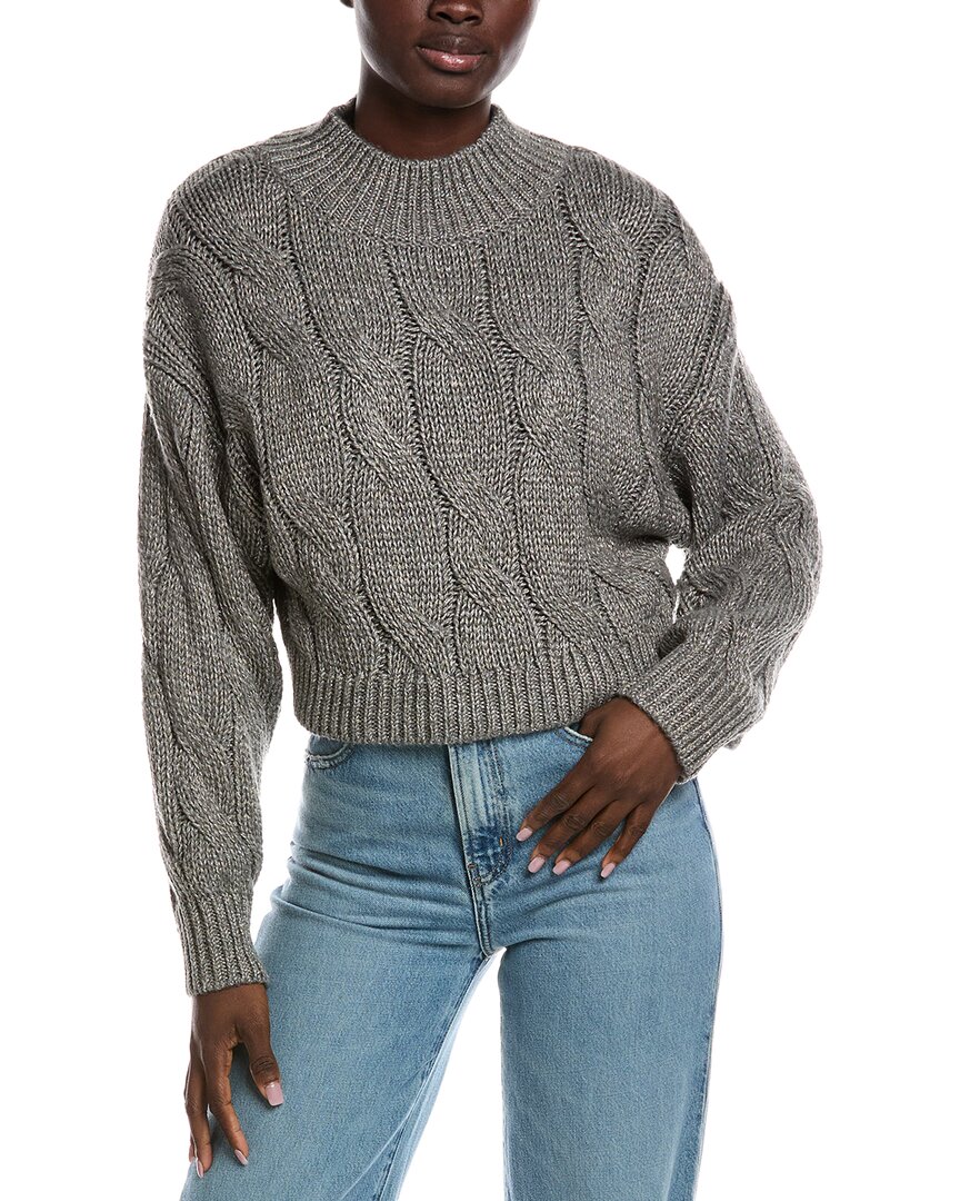 525 America Lola Lurex Cable Cropped Pullover In Gray