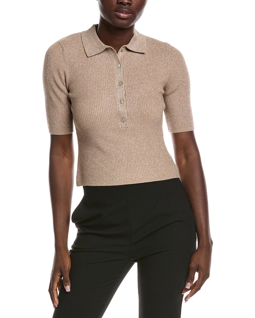 525 America Ophelia Lurex Johnny Collar Top In Brown