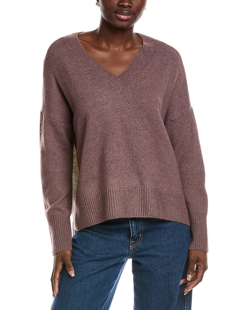 Vince Camuto Contrast High-low Sweater In Purple