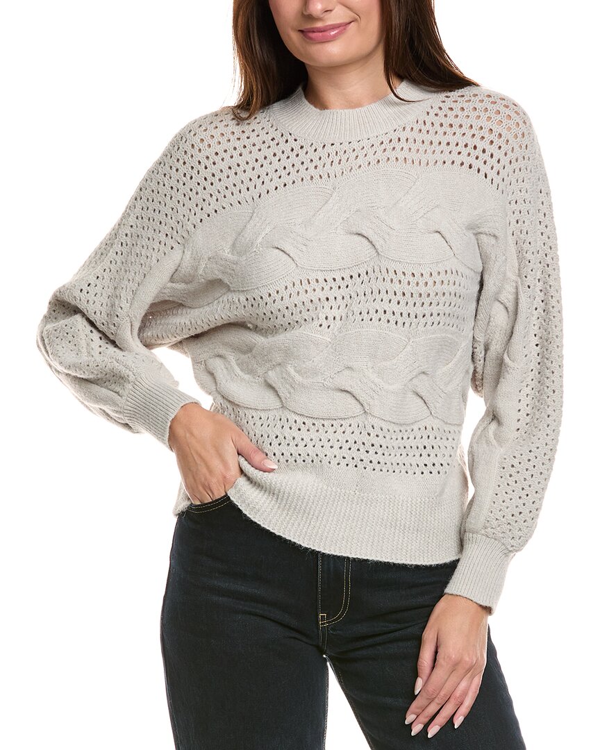 Rain + Rose Open Knit Sweater In White