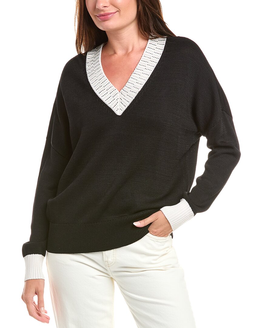 Karl Lagerfeld Embellished V-neck Sweater In Black