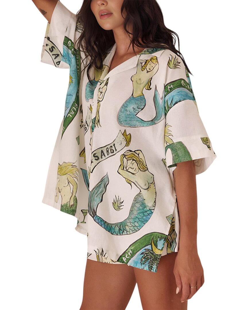 Esea 2pc Linen-blend Shirt & Short Set In Neutral