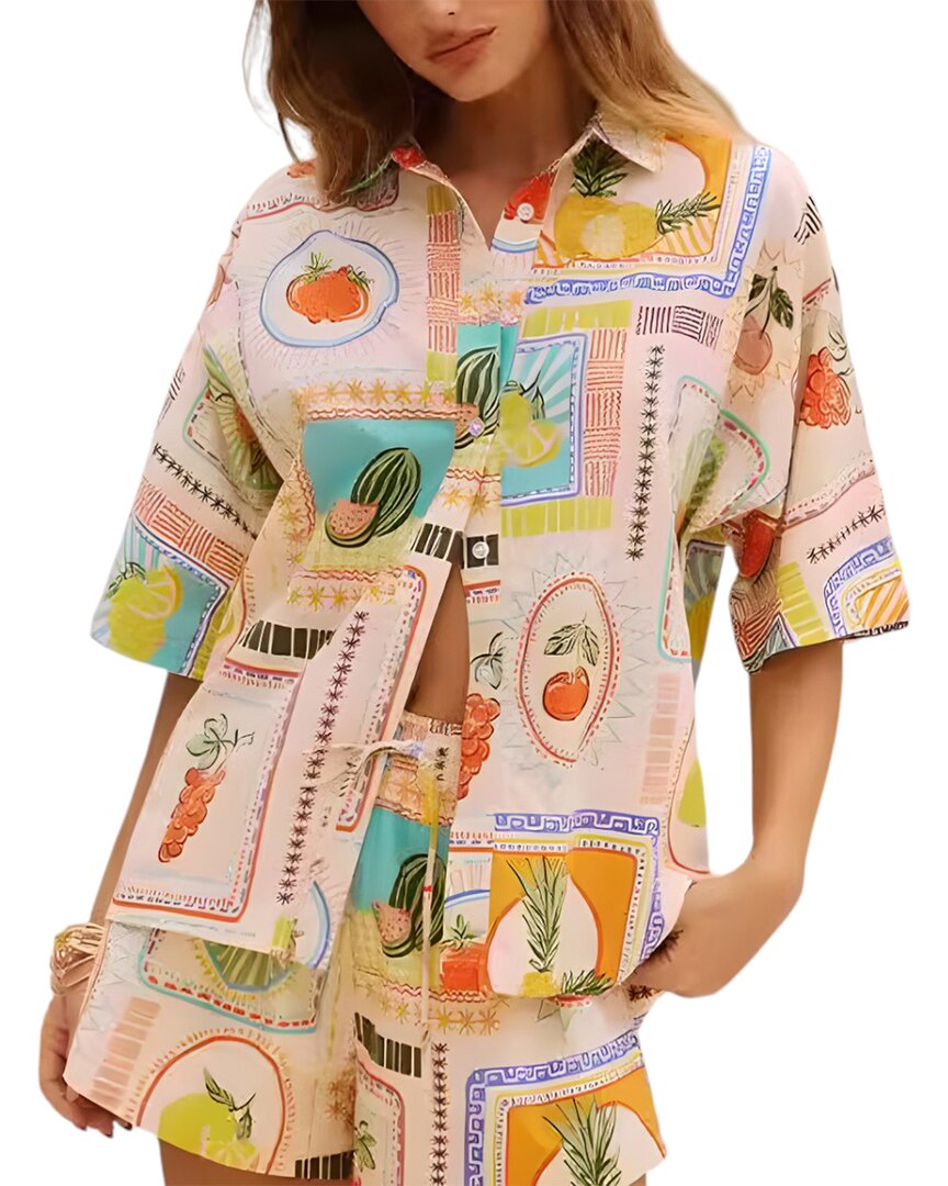 Esea 2pc Linen-blend Shirt & Short Set In Multi
