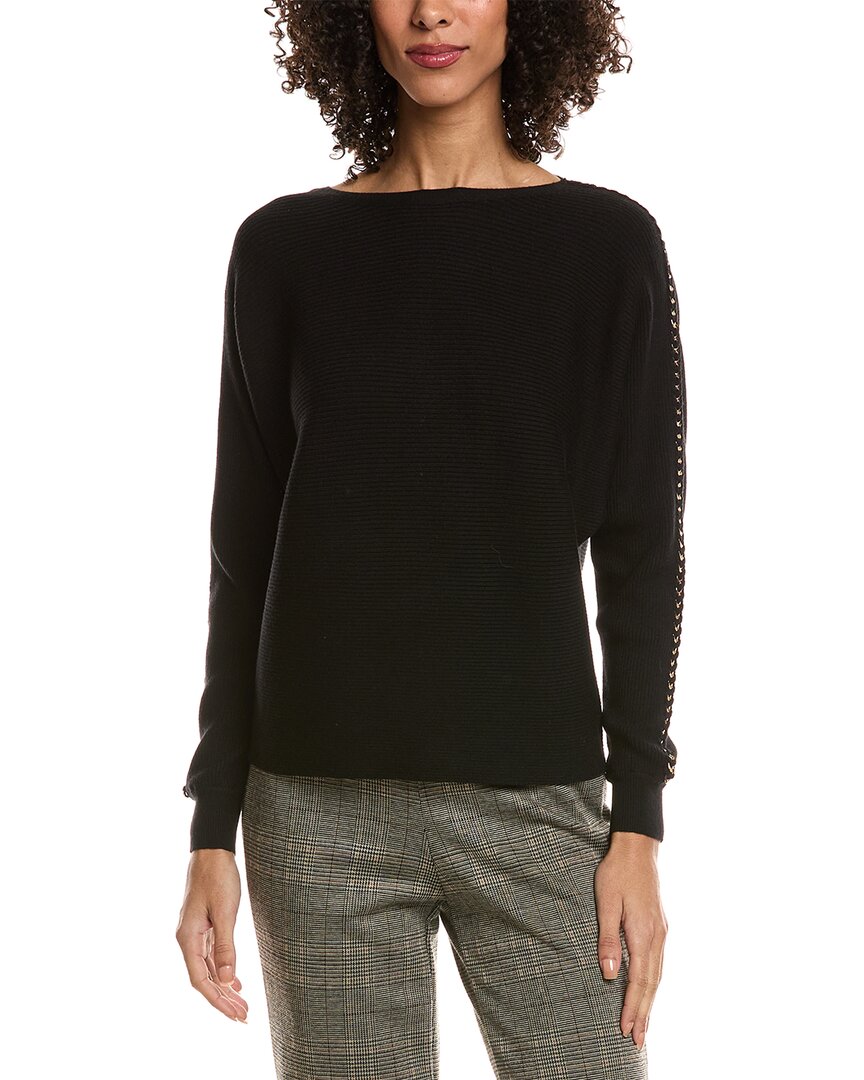 T Tahari Chain Trim Dolman Sweater In Black