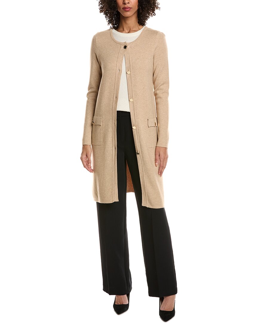 T Tahari Long Cardigan In Brown
