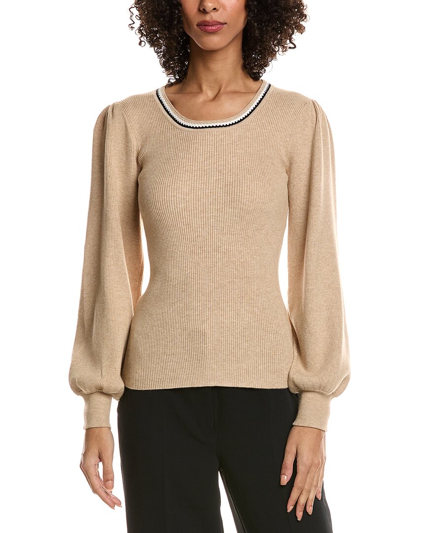 T Tahari Blouson Sleeve Pullover In Brown