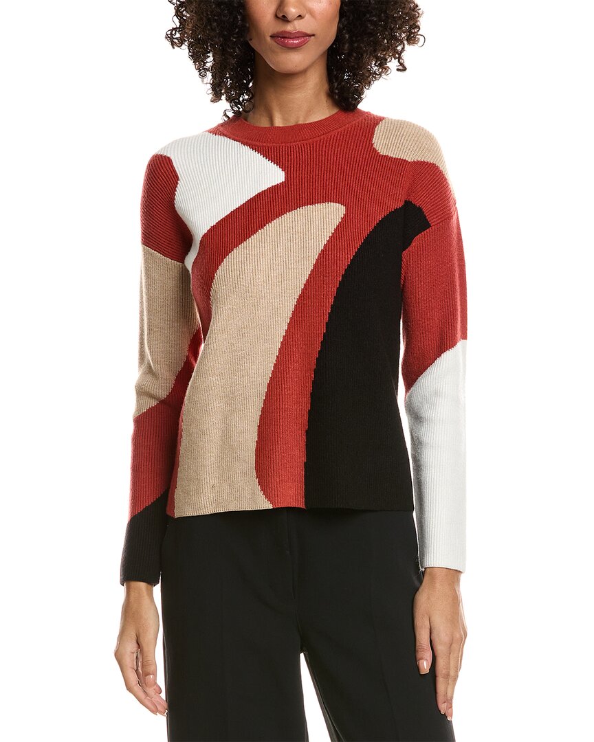 T Tahari Abstract Colorblock Sweater In Orange