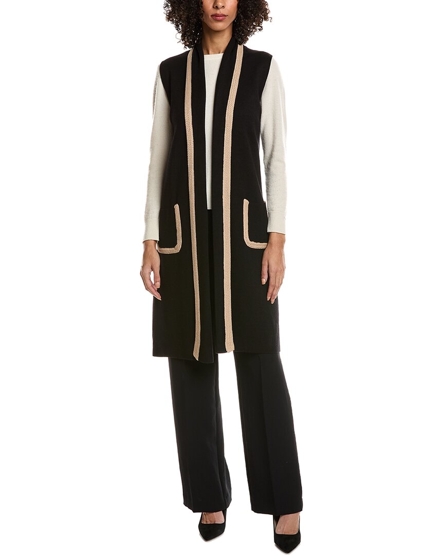 T Tahari Open Front Cardigan In Black