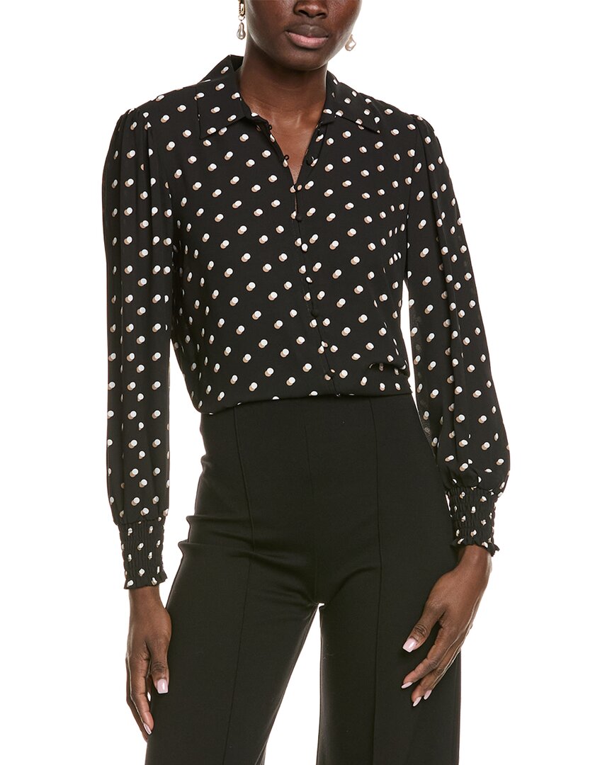 T Tahari Button Blouse In Black