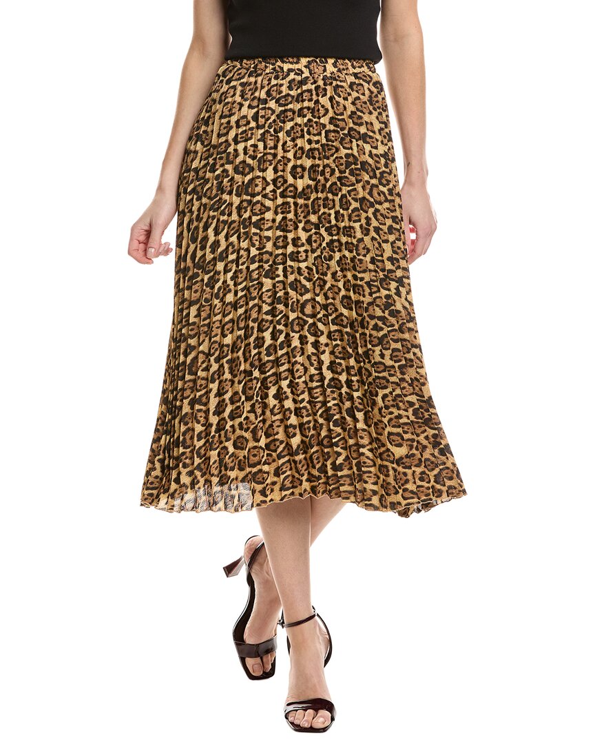 T Tahari Print Midi Skirt In Brown
