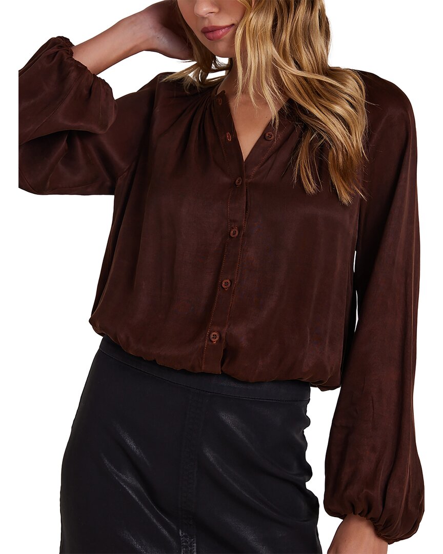 Bella Dahl Shirred Button Front Blouse In Brown
