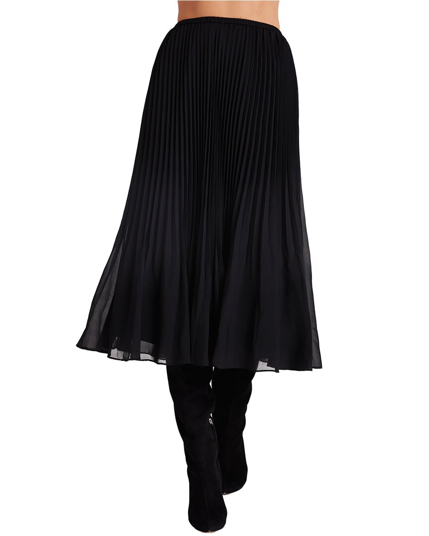 Bella Dahl Sunburst Pleat Chiffon Midi Skirt In Black In Black