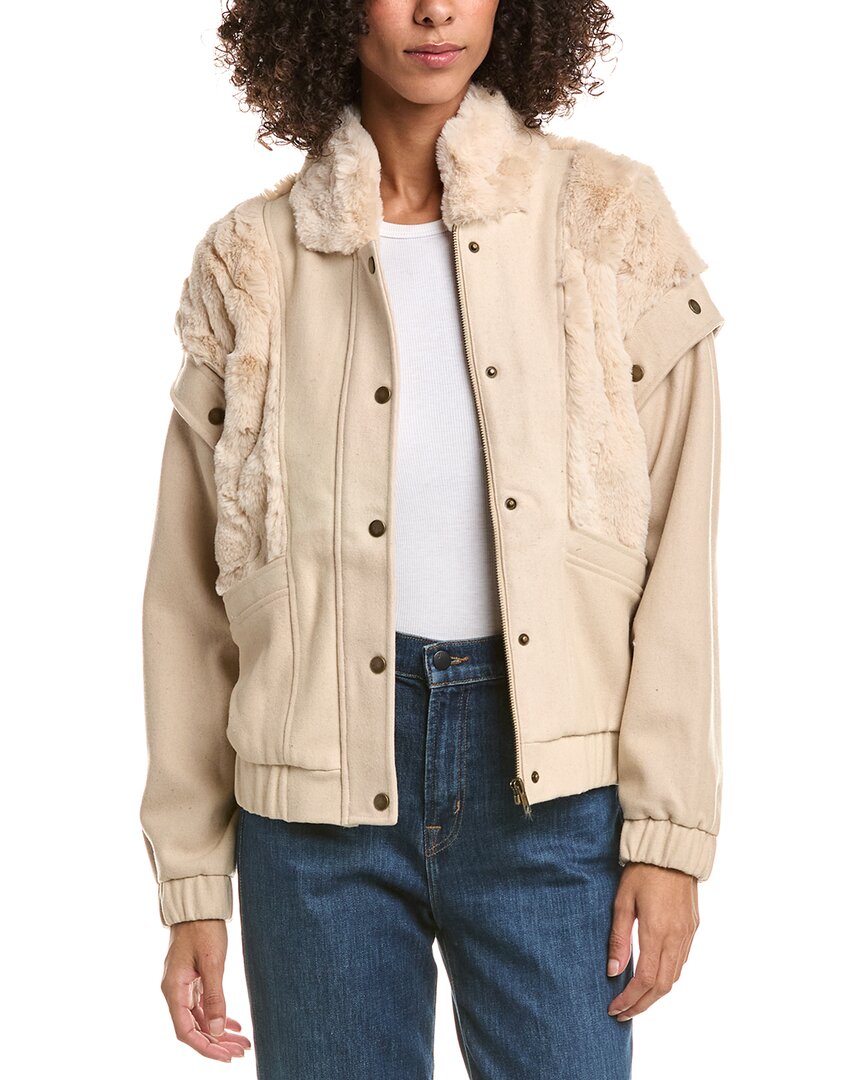 Saltwater Luxe Snap-off Sleeve Wool-blend Jacket In Neutral