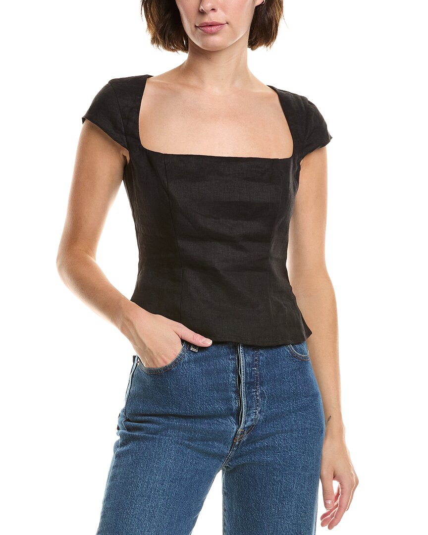 Serenette Linen Blouse In Black
