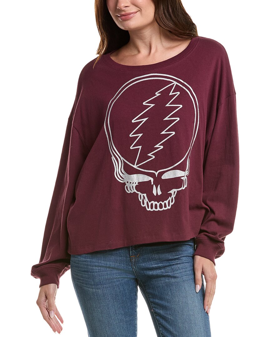 Chaser Grateful Dead Silver Stealie T-shirt In Burgundy