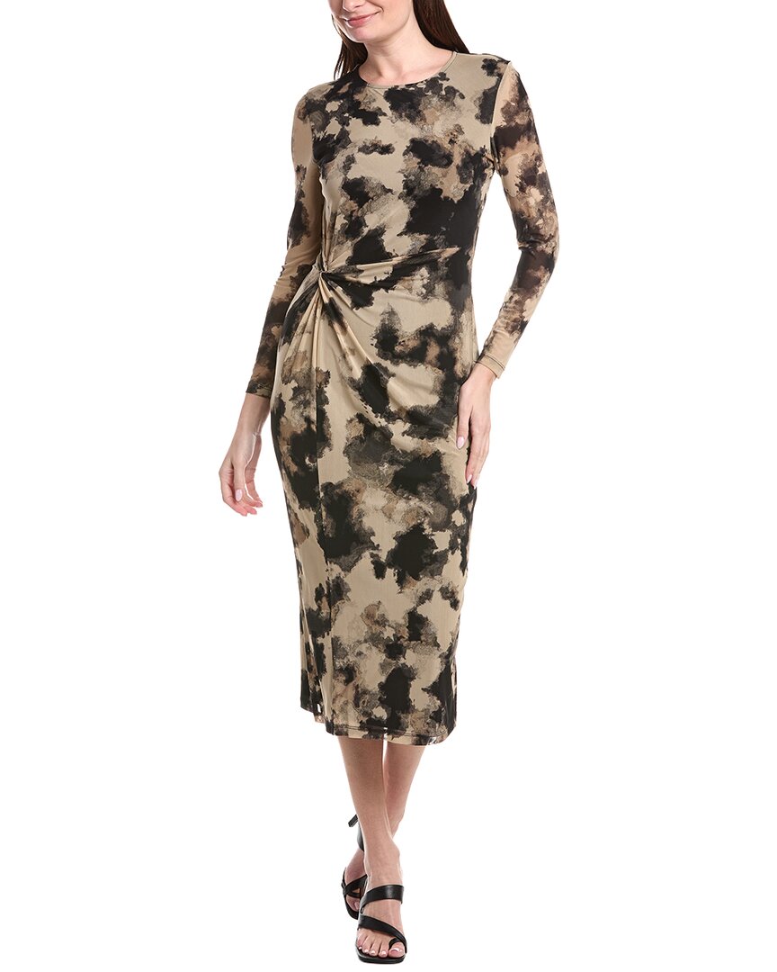 Kenneth Cole Printed Mesh Midi Dress In Multi