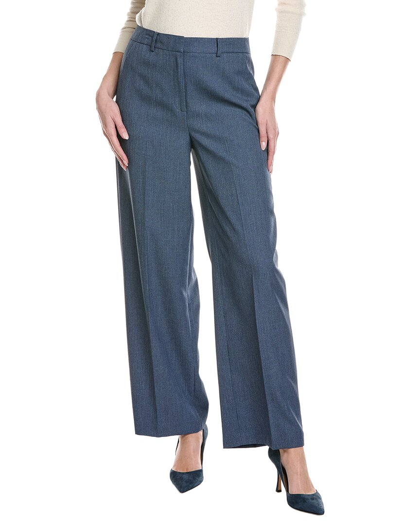 Kenneth Cole High Waist Wide Leg Boyfriend Pants In Blue