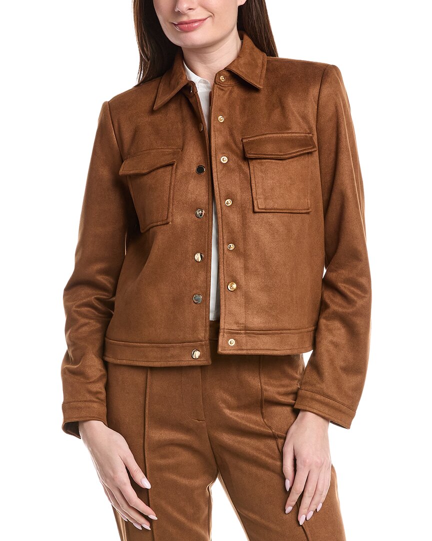 T Tahari Snap Jacket In Brown