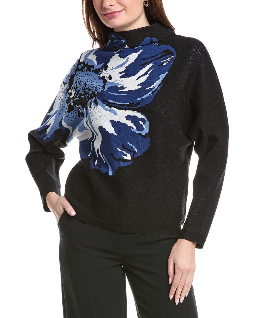 T Tahari Funnel Neck Sweater In Black