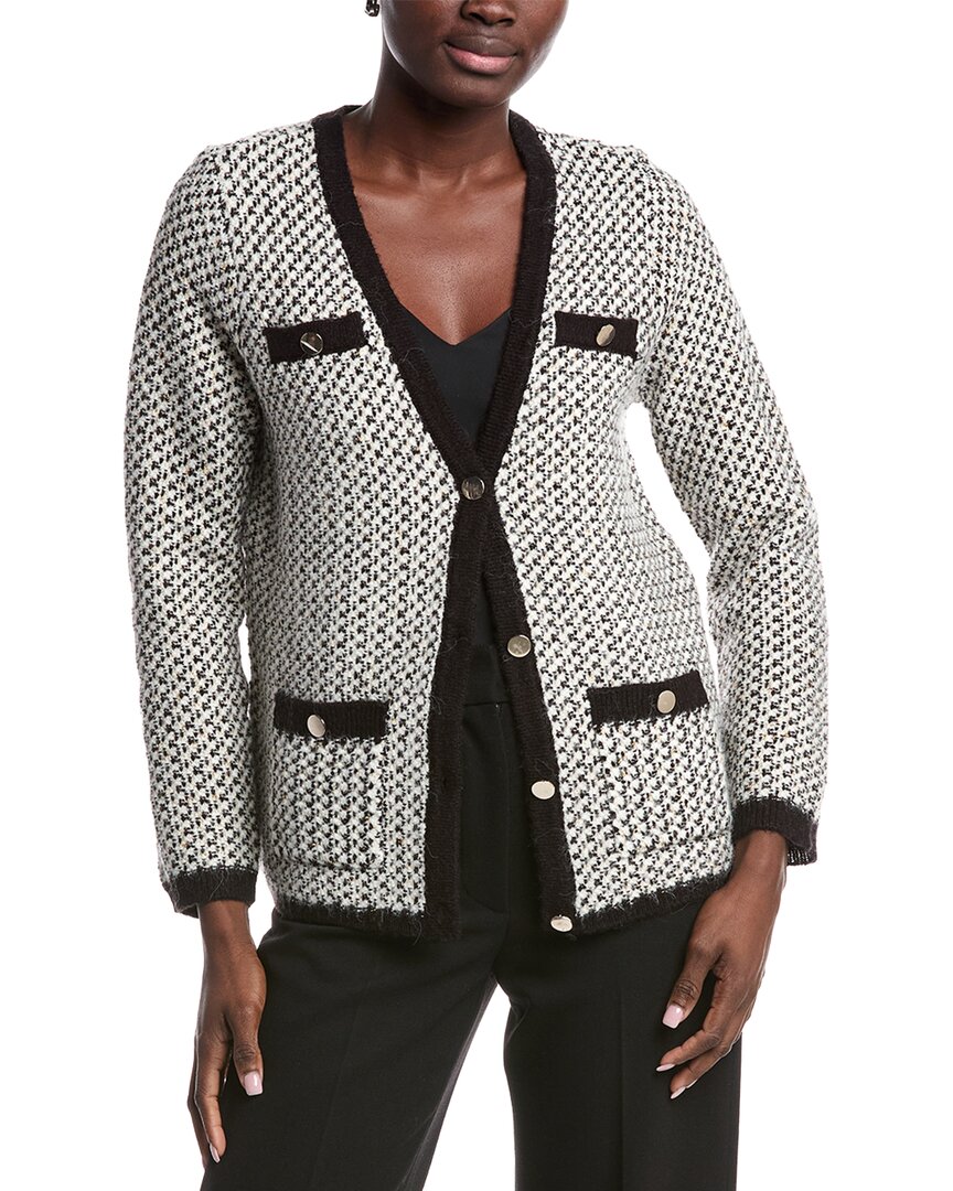 Anne Klein Knit Houndstooth Cardigan In Multi