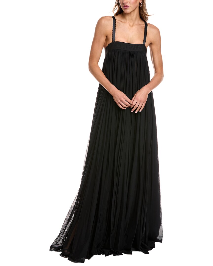 Dolce & Gabbana Gathered Mesh Gown In Black