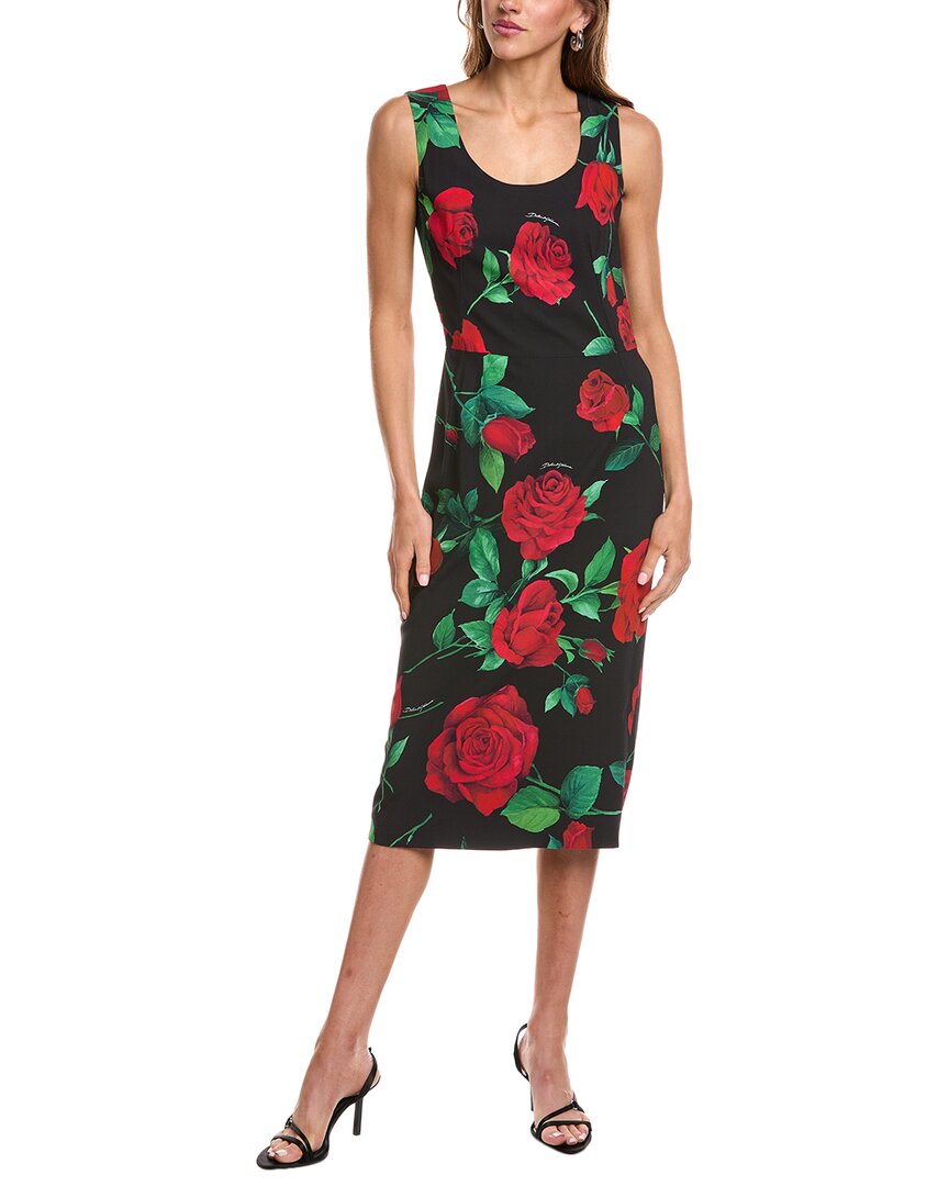 Dolce & Gabbana Silk-blend Midi Dress In Black