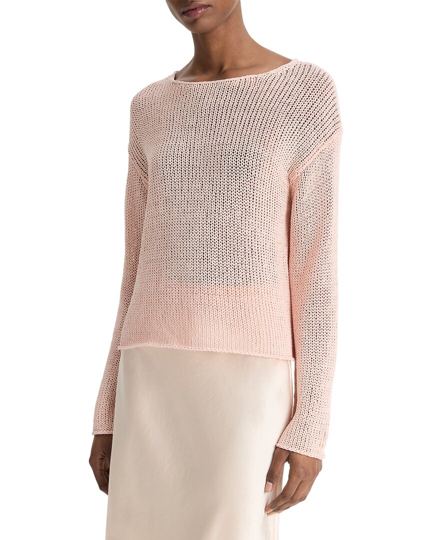 Vince Open Knit Boat Neck Sweater In Pink