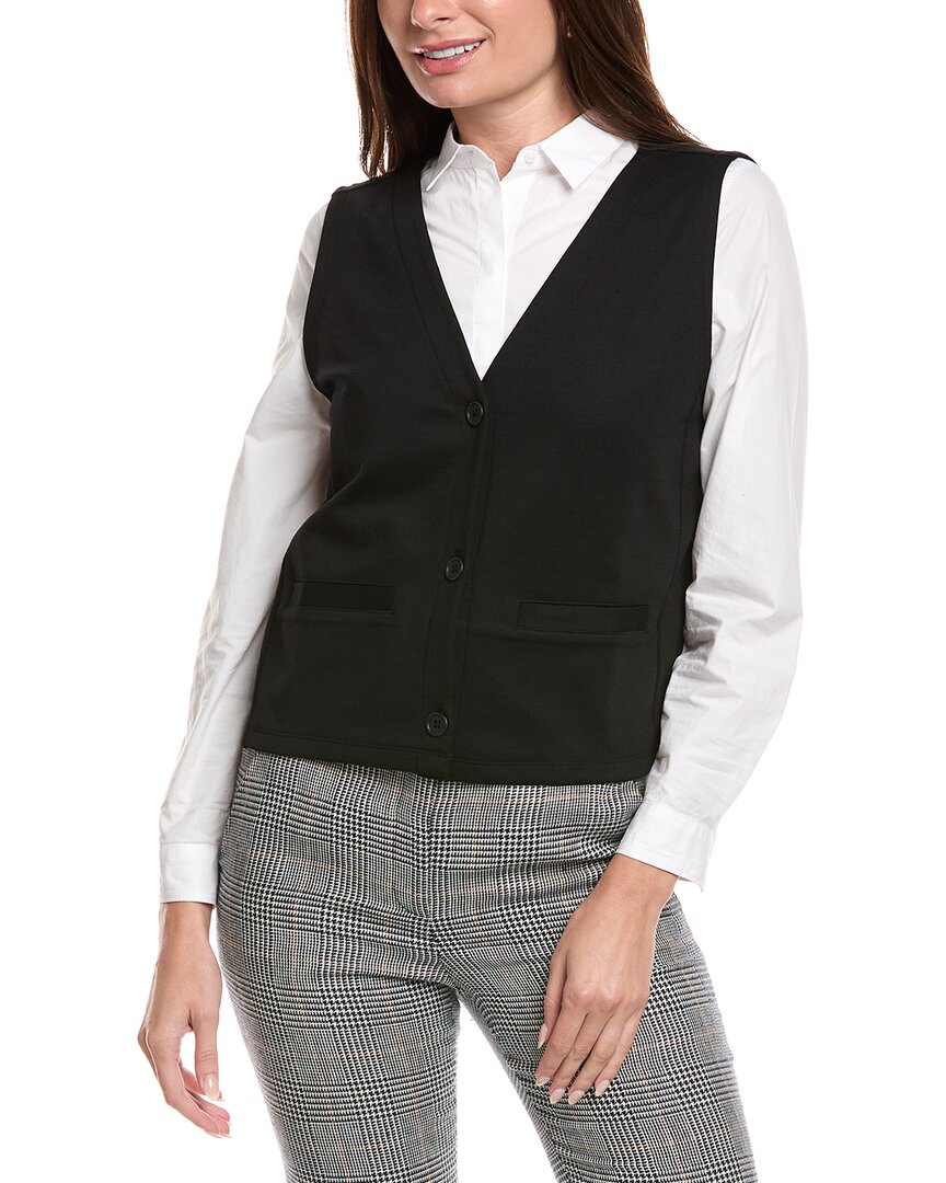 Eileen Fisher Button Front Vest In Black